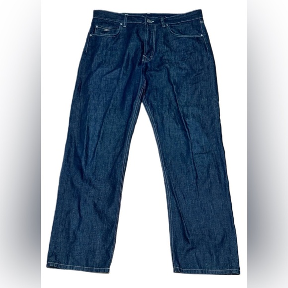 Hugo Boss Alabama Men’s Jeans Size 36x32 Dark Wash Denim Straight Fit - Picture 1 of 6